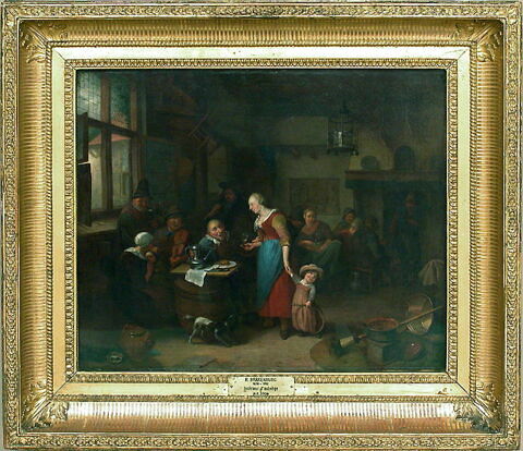 Buveurs et musiciens dans un cabaret, avec enfant au cerceau, image 5/5