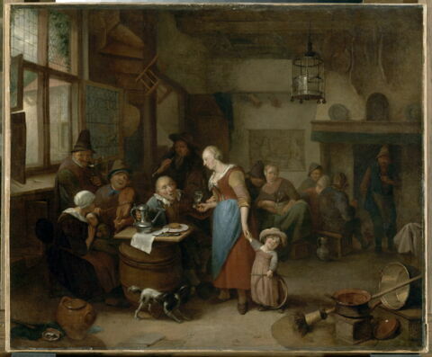 Buveurs et musiciens dans un cabaret, avec enfant au cerceau, image 4/5
