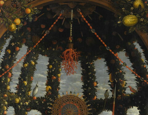La Vierge et l'Enfant entourés de six saints (Michel, André, Longin, Georges, Élisabeth, le jeune saint Jean Baptiste) et adorés par Francesco II Gonzaga, dit La Vierge de la Victoire., image 2/14