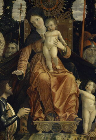 La Vierge et l'Enfant entourés de six saints (Michel, André, Longin, Georges, Élisabeth, le jeune saint Jean Baptiste) et adorés par Francesco II Gonzaga, dit La Vierge de la Victoire., image 13/14