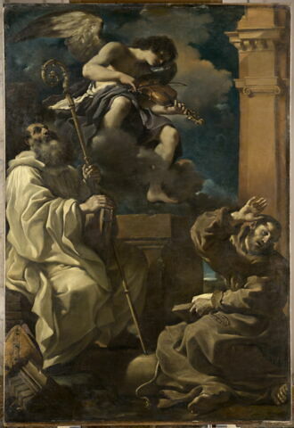 Saint François en extase et saint Benoît avec un ange musicien