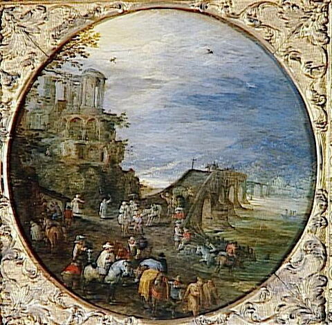 Vue de fantaisie: temple antique et pont, image 7/7