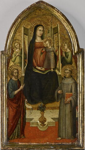 La Vierge et l'Enfant entourés de deux anges et de deux saints