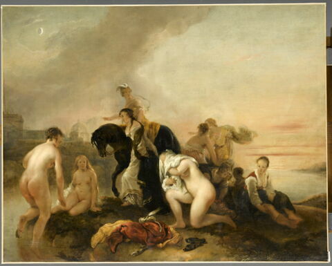 Clélie passant le Tibre pour fuir le camp du roi étrusque Porsenna où elle était retenue en otage