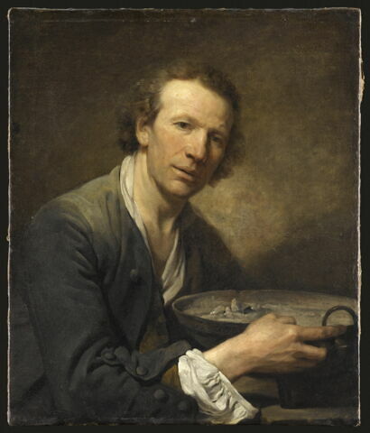 Joseph, modèle de l'Académie, tenant une poêle à feu.
