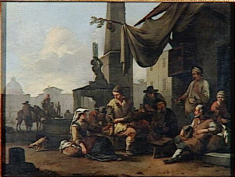 Paysans italiens buvant à la porte d'une hôtellerie, image 5/5