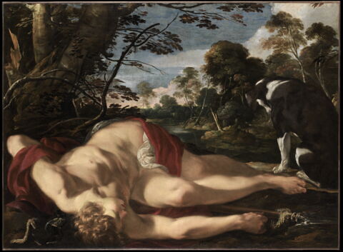 Adonis mort, avec son chien
