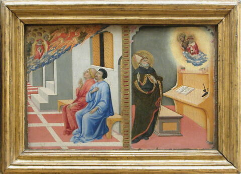 L'Apparition de saint Jérôme, entouré d'anges et de saints, à Sulpice Sévère et un compagnon, puis, aux côtés de saint Jean Baptiste, à saint Augustin, image 5/6