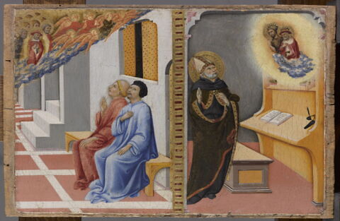 L'Apparition de saint Jérôme, entouré d'anges et de saints, à Sulpice Sévère et un compagnon, puis, aux côtés de saint Jean Baptiste, à saint Augustin, image 4/6