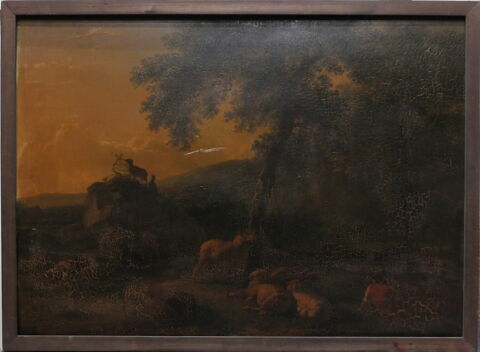 Paysage avec chèvres et moutons