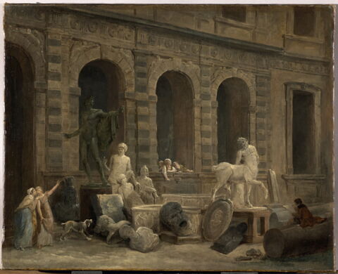 Le Dessinateur d'antiques devant la Petite Galerie du Louvre, image 1/3