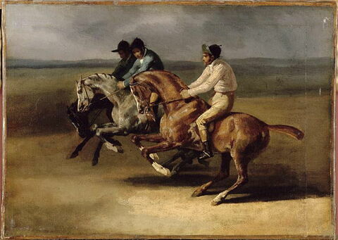 Course de Chevaux montés allant à gauche, au moment du départ., image 4/4