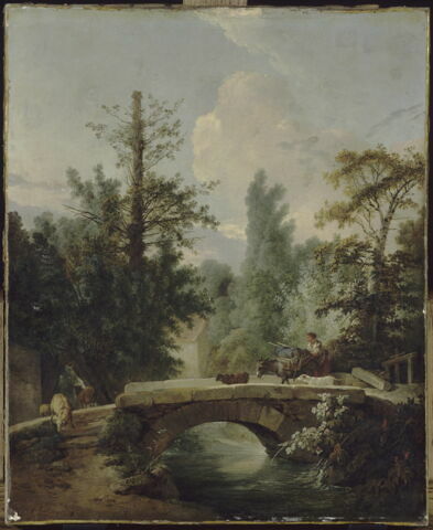 Paysanne et son âne traversant un pont. Ancien titre : Pont et jeune paysanne., image 19/19