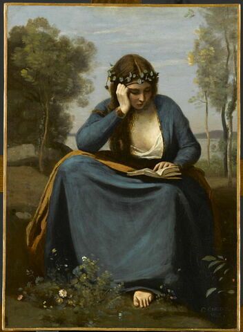 Liseuse couronnée de fleurs ou La muse de Virgile.
