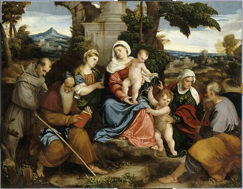 La Sainte Famille avec saint François d'Assise, saint Antoine abbé, sainte Marie-Madeleine, le petit saint Jean Baptiste et sainte Élisabeth, image 4/4