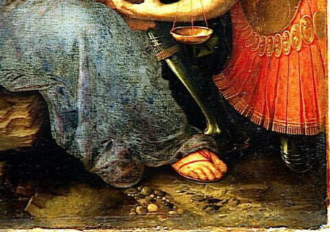 La Vierge et l'Enfant Jésus avec sainte Élisabeth, le petit saint Jean Baptiste et saint Michel, dit La Vierge aux balances, image 7/7