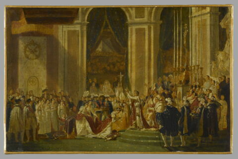 Le sacre de l'empereur Napoléon 1er et le couronnement de l'impératrice Joséphine dans la cathédrale Notre-Dame de Paris, le 2 décembre 1804