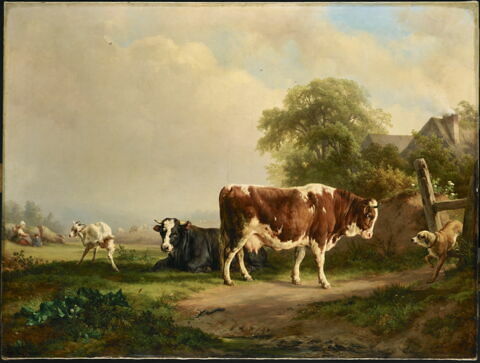 Paysage et animaux, dit aussi La vache au chien.