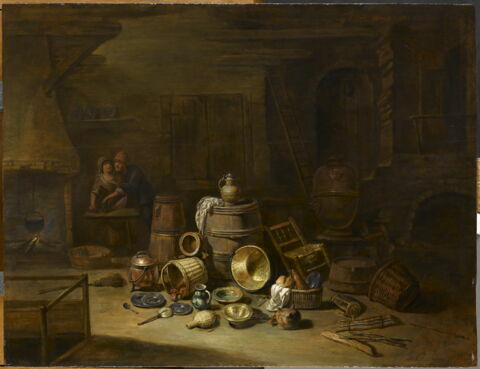 Intérieur rustique avec couple galant