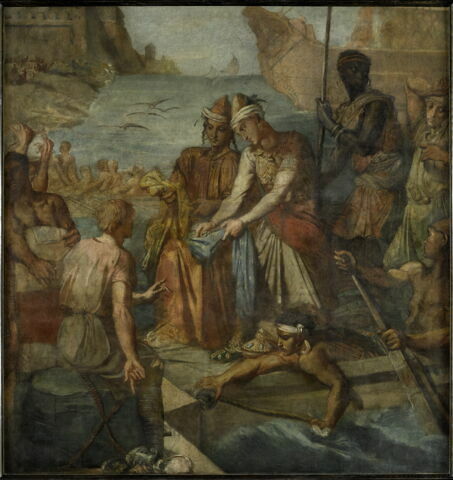 Marchands orientaux dans un port occidental.