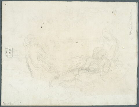 Tête de femme brune. Mademoiselle Louise Bertin. Au verso : trois figures légèrement esquissées., image 6/6