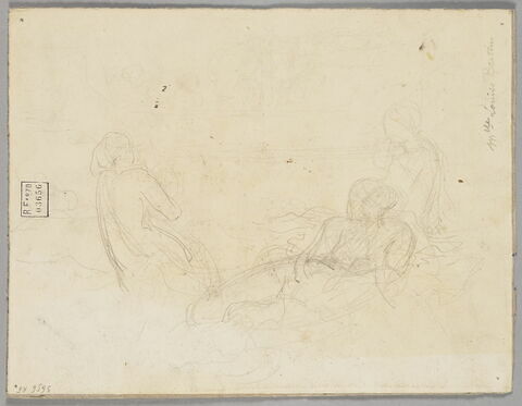 Tête de femme brune. Mademoiselle Louise Bertin. Au verso : trois figures légèrement esquissées., image 2/6