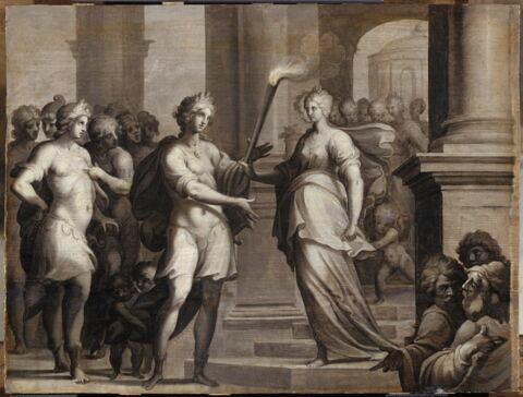 Théagène reçoit le flambeau des mains de Chariclée