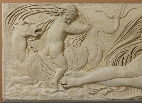 Nymphe et petit génie monté sur un cheval marin, image 2/6
