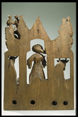 Sage-femme dans l'étable de la Nativité surmontée des figures des bergers et des mages, image 5/5