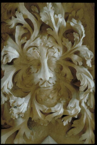Tympan décoré d'un masque feuillu, image 2/3