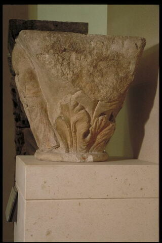 Fragment d'un chapiteau double (?) : l'Annonciation, la Visitation et décor végétal, image 4/7