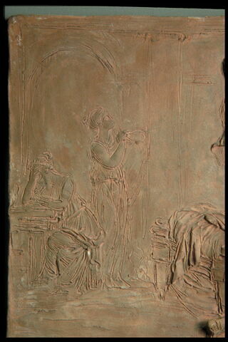 Une femme qui, en expirant, montre à son époux le fils qu'elle lui laisse, image 5/7