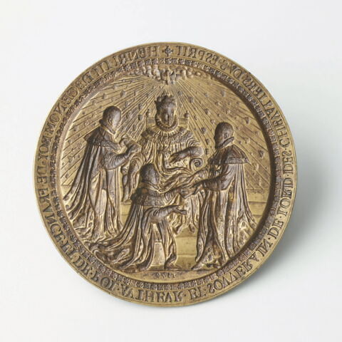 Matrice du sceau de l'ordre du Saint-Esprit : Henri III recevant des chevaliers de l'ordre du Saint-Esprit