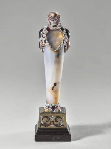 Terme féminin en agate, quartz fumé et perles, image 3/5
