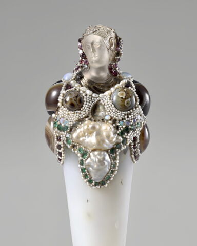 Terme féminin en agate, quartz fumé et perles, image 5/5
