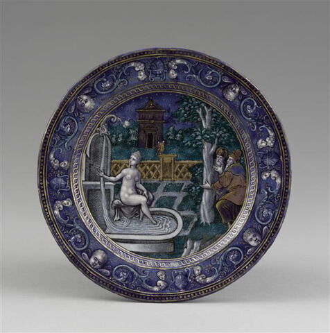 Assiette : Suzanne au bain, d'un ensemble de six "Histoire de Suzanne" (MR 2423 à MR 2428)