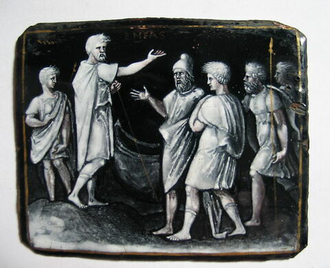 Plaque : Enée consolant les Troyens