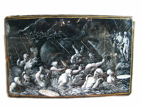 Plaque en grisaille : Le passage de la mer Rouge