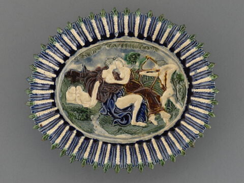 Plat ovale : Zeus, Callisto et l'Amour