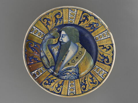 Plat rond : buste d'homme