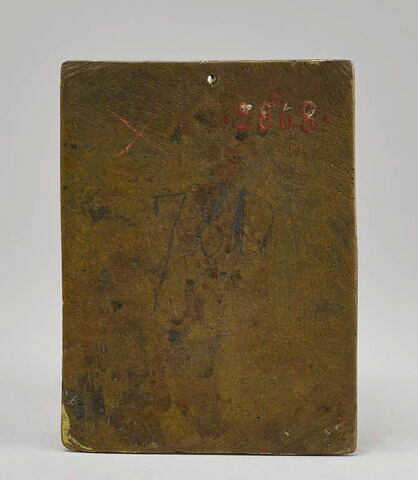 Plaquette : Christ au tombeau entre la Vierge et saint jean, image 2/2
