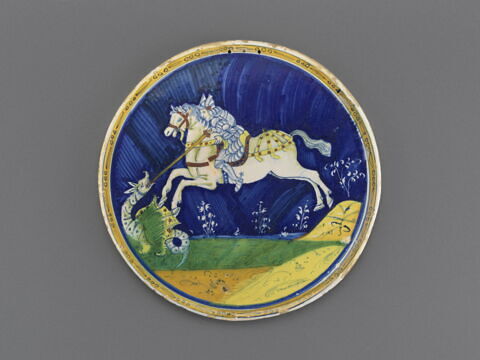 Plaque ou disque circulaire : saint Georges terrassant le dragon