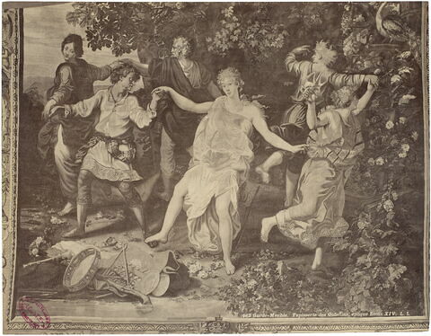 Une danse de bergers et bergères, de la droite de la tenture des Sujets de la Fable ou des Amours de Psyché, image 7/7