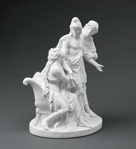 Groupe en biscuit de porcelaine : Les Adieux de Pâris et d'Hélène, image 2/5