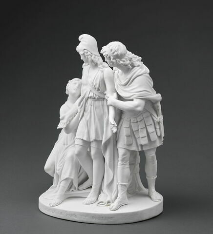 Groupe en biscuit de porcelaine : Les Adieux de Pâris et d'Hélène, image 3/5