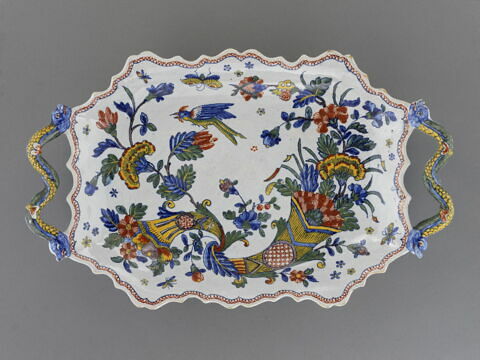 Plateau octogonal en faience