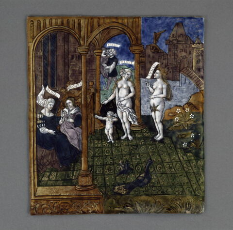 Plaque : Vénus et Junon favorisent les amours de Didon et Enée, d'un ensemble de onze plaques (OA 7550 à OA 7559 et OA 6596), image 4/5