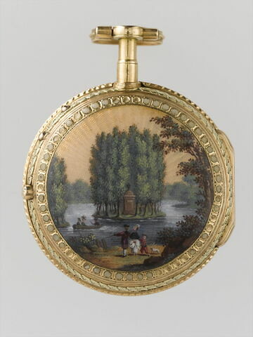 Montre ronde : tombeau de Rousseau, d'après J.-M. Moreau le Jeune
