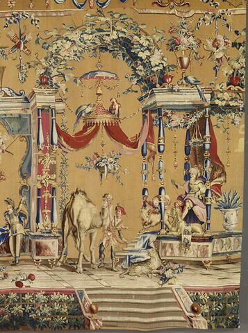 Le dromadaire, de la tenture des grotesques sur fond jaune dit tabac d'Espagne, image 5/7