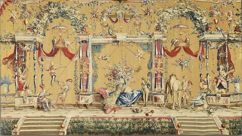 Le dromadaire, de la tenture des grotesques sur fond jaune dit tabac d'Espagne